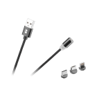 Magnētiskais USB kabelis 3 vienā Rebel Comp, 100 cm, melns