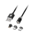Magnētiskais USB kabelis 3 vienā Rebel Comp, 100 cm, melns