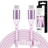 USB-C–USB-C silikona kabelis Kruger&Matz Basic, rozā, 100 W, 1 m, KM1269