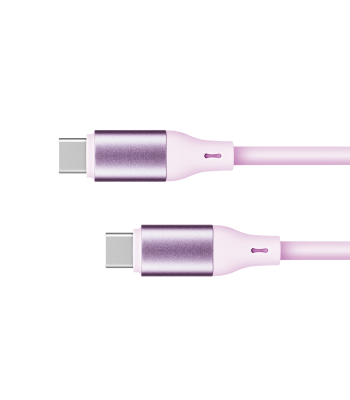 USB-C–USB-C silikona kabelis Kruger&Matz Basic, rozā, 100 W, 1 m, KM1269