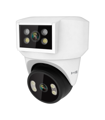Wi-Fi kamera Kruger&Matz Connect ar 2 objektīviem, PTZ, 360°, 2K, Tuya Smart Life, krāsu nakts redzamību, audio un AI, C180