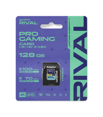 microSD atmiņas karte ar adapteri Goodram Rival, 128 GB, V30, UHS-III