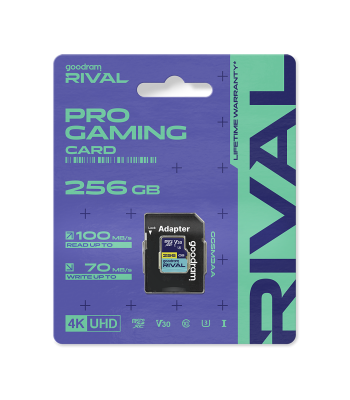 microSD atmiņas karte ar adapteri V30 UHS-III Goodram Rival 256 GB