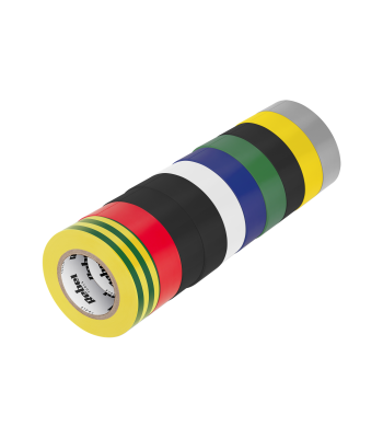 Līmējošo izolācijas lentu komplekts REBEL, krāsu maisījums, 10 gab., 0,13 mm x 19 mm x 20 yd