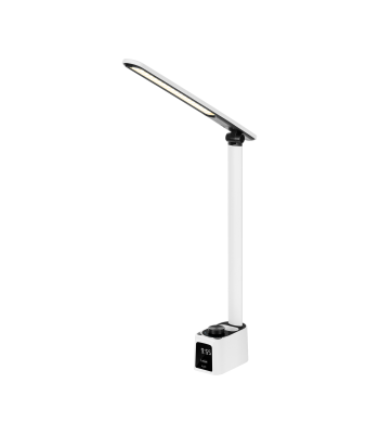 Galda lampa ar pulksteni, USB un USB-C ligzdām, Quick Charge Rebel