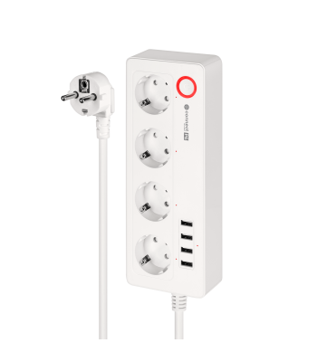 Viedā barošanas sloksne Kruger&Matz ar 4 vācu tipa ligzdām un 4xUSB, 2100 mA, Connect P6 Tuya