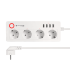 Viedā barošanas sloksne Kruger&Matz ar 4 vācu tipa ligzdām un 4xUSB, 2100 mA, Connect P6 Tuya