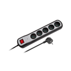 Barošanas pagarinātājs Rebel ar 5 ligzdām un slēdzi, 3m, 3x1,5mm