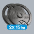 Olimpisko čuguna svaru disku komplekts ar rokturiem REBEL ACTIVE, RBA-2143, 2 x 15 kg, 51 mm