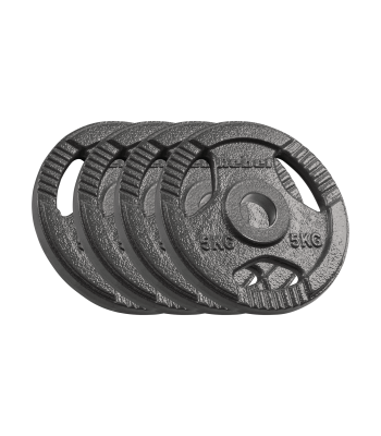 Čuguna olimpisko svaru disku komplekts ar rokturiem Rebel Active, 4 x 5 kg, 51 mm