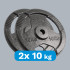 Čuguna svaru disku komplekts ar rokturiem Rebel Active, RBA-2135, 2 x 10 kg, caurums 31 mm