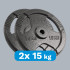 Čuguna svaru disku komplekts ar rokturiem, REBEL ACTIVE, 2 x 15 kg, 31 mm atvere, RBA-2136