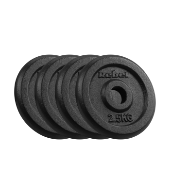 Čuguna svaru disku komplekts, klasiskie diski REBEL ACTIVE, 4x2.5kg, 31mm, RBA-2127