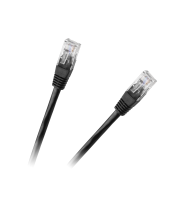 UTP patchcord kabelis, 8 dzīslu, spraudnis–spraudnis, CCA, melns, 0.5m