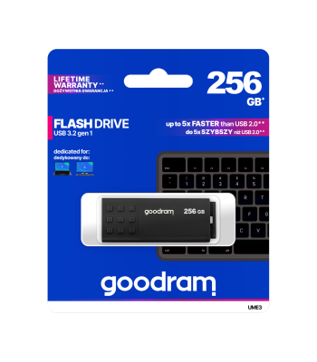 USB zibatmiņa Goodram USB 3.2, melna, 256GB