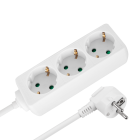 Tīkla pagarinātājs ar 3 vācu tipa kontaktligzdām bez slēdža Rebel, balts, 3x1,0mm, 1,5m