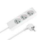 Pagarinātājs ar 3 franču tipa kontaktligzdām bez slēdža, balts, 2 m (3x1,5 mm) Rebel