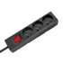 Pagarinātājs ar 3 franču tipa ligzdām un slēdzi Rebel, melns, 5 m (3x1,5 mm)