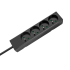 Pagarinātājs ar 4 ligzdām franču tipa bez slēdža, melns Rebel 2 m (3x1,5 mm)