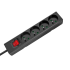 Tīkla pagarinātājs ar 4 franču tipa ligzdām un slēdzi Rebel, melns, 2 m (3x1,5mm)