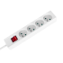 Pagarinātājs ar 4 franču tipa kontaktligzdām un slēdzi, Rebel, balts, 5 m, 3x1,5mm