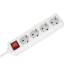 Tīkla pagarinātājs ar 4 vācu tipa ligzdām un slēdzi Rebel, balts, 5m (3x1,5mm)