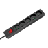 Pagarinātājs ar 5 franču tipa kontaktligzdām un slēdzi Rebel, melns, 1,5 m (3x1,0 mm2)