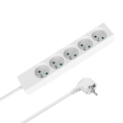 Pagarinātājs ar 5 kontaktligzdām, franču tipa, bez slēdža, balts Rebel 3m (3x1,5mm)