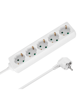 Pagarinātājs ar 5 vācu tipa kontaktligzdām bez slēdža Rebel, balts, 3m (3x1,5mm)