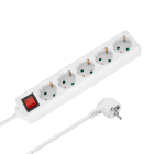 Tīkla pagarinātājs ar 5 vācu tipa ligzdām un slēdzi Rebel, balts, 3 m, 3x1,5 mm