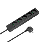 Pagarinātājs ar 5 franču tipa ligzdām, bez slēdža, melns Rebel 5m (3x1,5mm)
