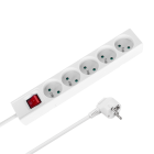 Pagarinātājs ar 5 franču tipa kontaktligzdām un slēdzi Rebel, balts, 5 m, 3x1,5 mm²
