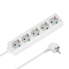 Tīkla pagarinātājs ar 5 vācu tipa kontaktligzdām bez slēdža Rebel, balts, 5 m, 3x1,5 mm