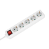 Tīkla pagarinātājs ar 5 vācu tipa kontaktligzdām un slēdzi Rebel, 5m, 3x1,5mm, balts
