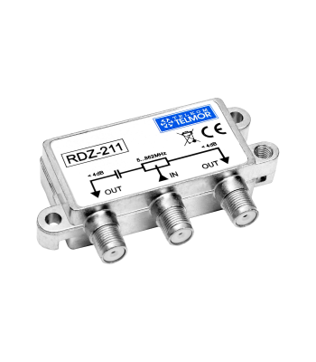 Ārējais divkāršais RF sadalītājs F līmeņa TELKOM TELMOR 5-862 MHz 4,0 dB RDZ-211