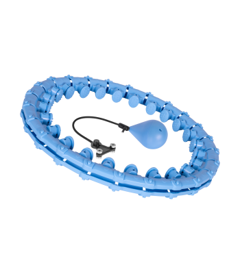 Smart Hula Hop svara samazināšanai paredzēta hula stīpa ar izvirzījumiem un atsvaru, REBEL ACTIVE, zila, 50cm