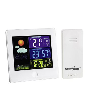 Bezvadu meteoroloģiskā stacija, balta GreenBlue GB521W