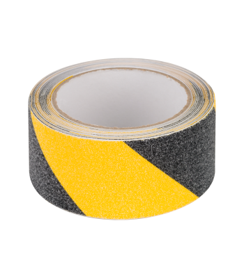 Pretslīdes lente REBEL melnā un dzeltenā krāsā 0,75 mm x 50 mm x 5 m