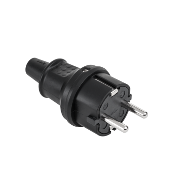 Vācu tipa gumijas kontaktdakša Kemot, melna, 16A/250V, IP44, 2237