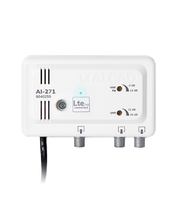Iekštelpu antenas pastiprinātājs ar 2 izejām LTE700 ALCAD AI-271