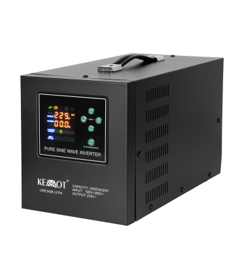 Avārijas barošanas bloks ar tīru sinusoidālu vilni un uzlādes funkciju – KEMOT PROsinus-2000/24-LFP4, 24V 230V 2000VA/1400W