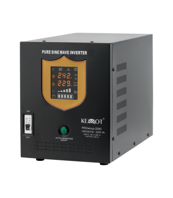 Avārijas barošanas avots ar tīru sinusoīdu un uzlādes funkciju, melns, KEMOT PROsinus-2200, 12V 230V 2200VA/1600W