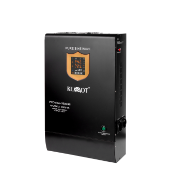 Avārijas barošanas avots ar tīru sinusoidālu vilni un uzlādes funkciju, pie sienas stiprināms — KEMOT PROsinus-3500/48, 48V 230V 3500VA/2400W