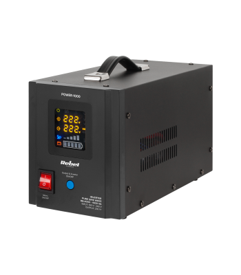 Avārijas barošanas avots – pārveidotājs ar tīru sinusoidālu viļņu un uzlādes funkciju, 12V 230V 1000VA/700W Rebel POWER-1000