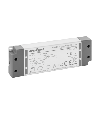 Barošanas bloks Rebel LED virtenēm IP20 12V/5A max.60W