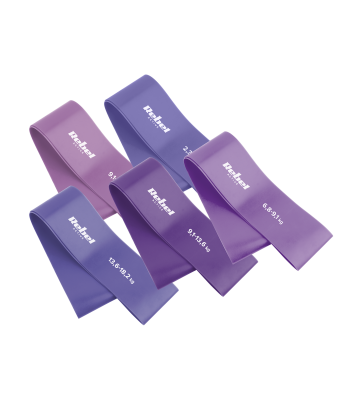 Lateksa vingrošanas gumiju komplekts, 5 gumijas, violets, REBEL ACTIVE Mini Band L, 2.3–18.2 kg