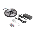 RGB LED lentes komplekts ar kontrolieri un barošanas bloku, krāsains, ūdensizturīgs, 12V 28W 5m