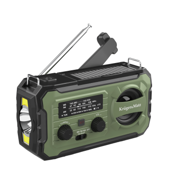 Izdzīvošanas saules enerģijas avārijas radio ar powerbanku un dinamo rokturi, Kruger&Matz, 10000 mAh