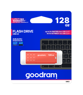 GOODRAM UME3 USB 3.2 zibatmiņa, oranža, 128 GB