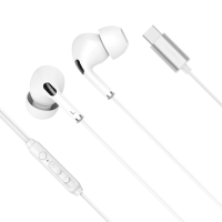 USB-C ausīs ievietojamās austiņas ar mikrofonu, baltas, Kruger&Matz C1